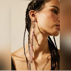 NWT- Free People, Bridge Dangle Earrings, Pink/Gold- NEW!